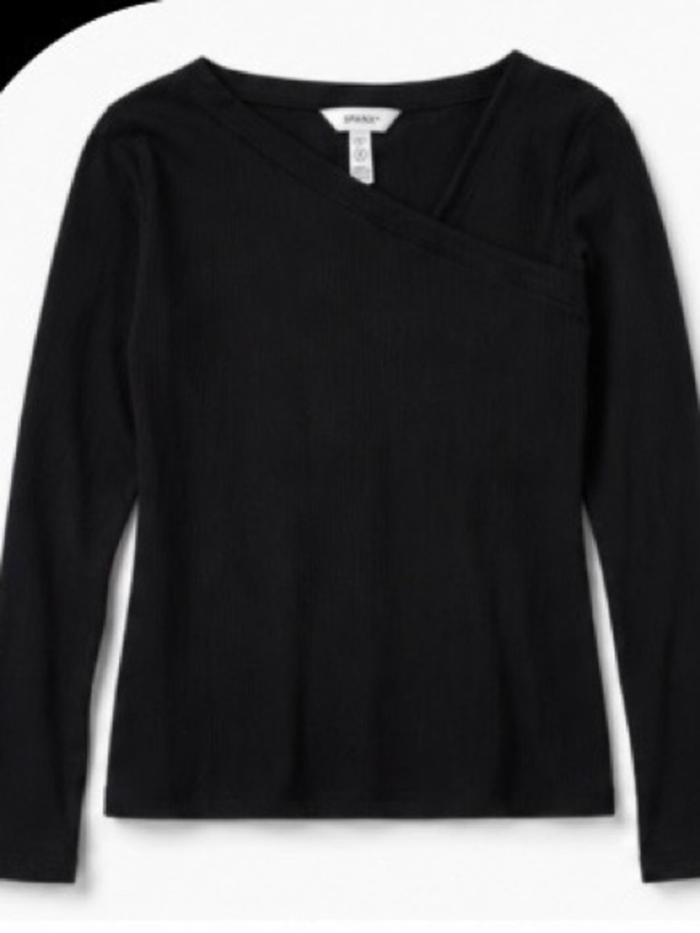SPANX Black Asymmetric Ribbed V-Neck Sweater